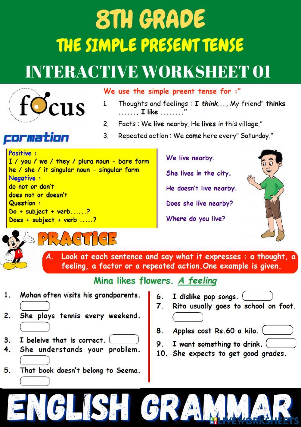 8th- eng - ps 01 - the simple present tense