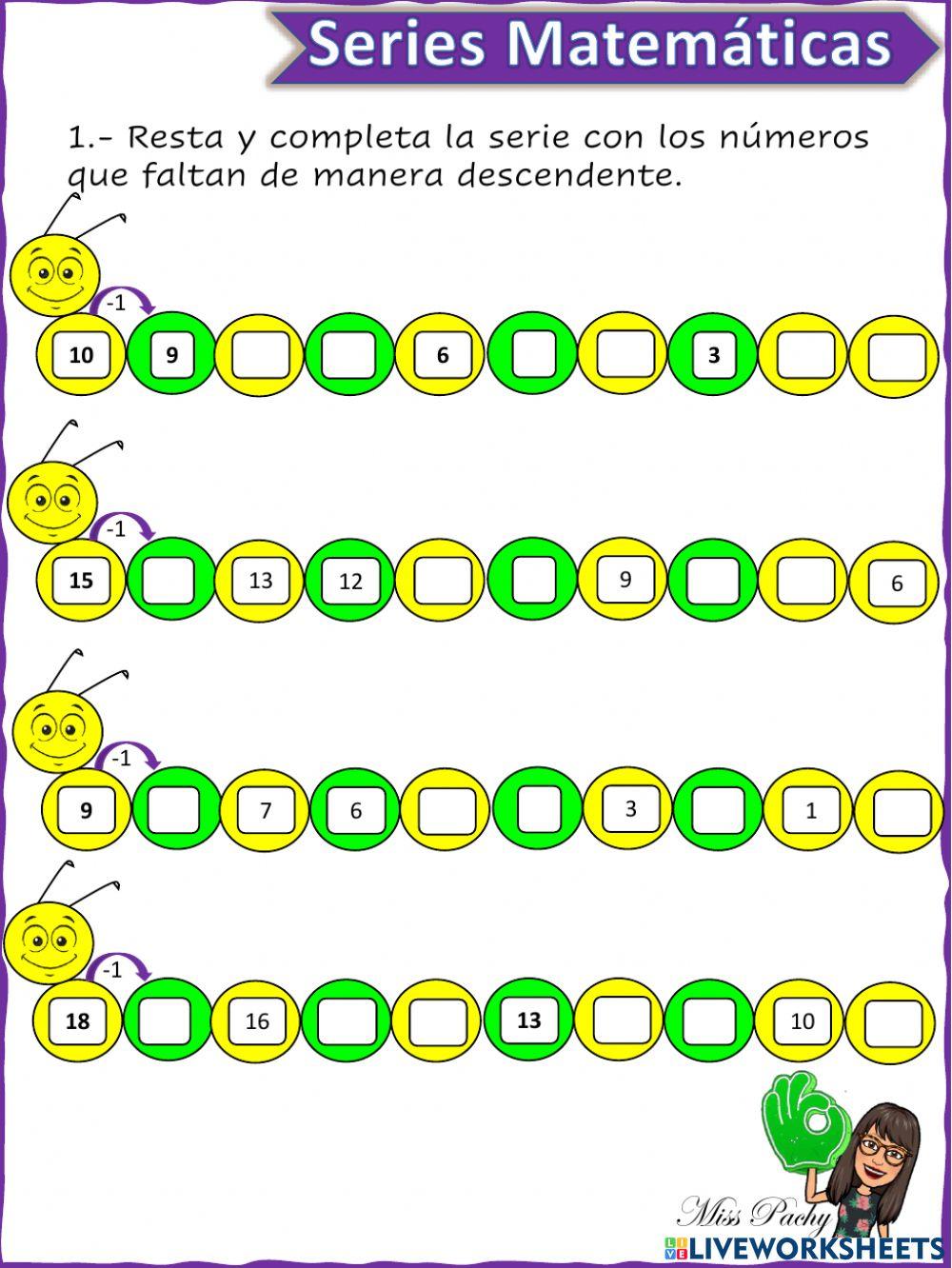 Series Numéricas descendente Series Numéricas descendente