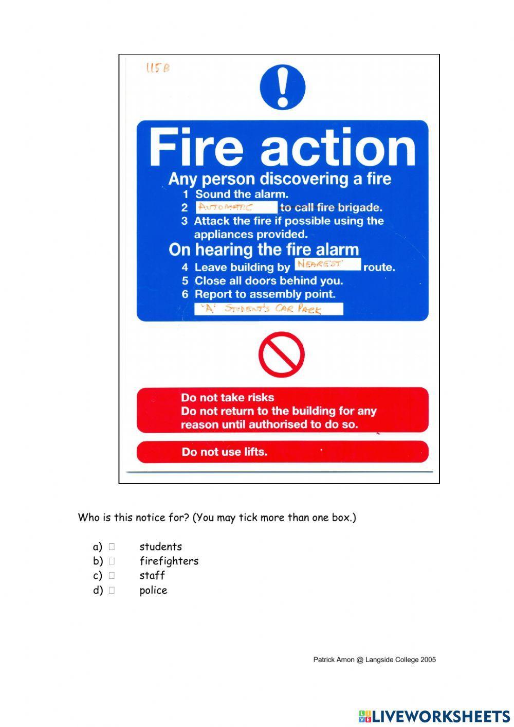 A Fire Safety Notice