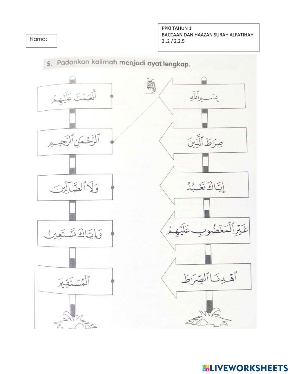 Hafazan Surah AlFatihah PPKI Tahun 1