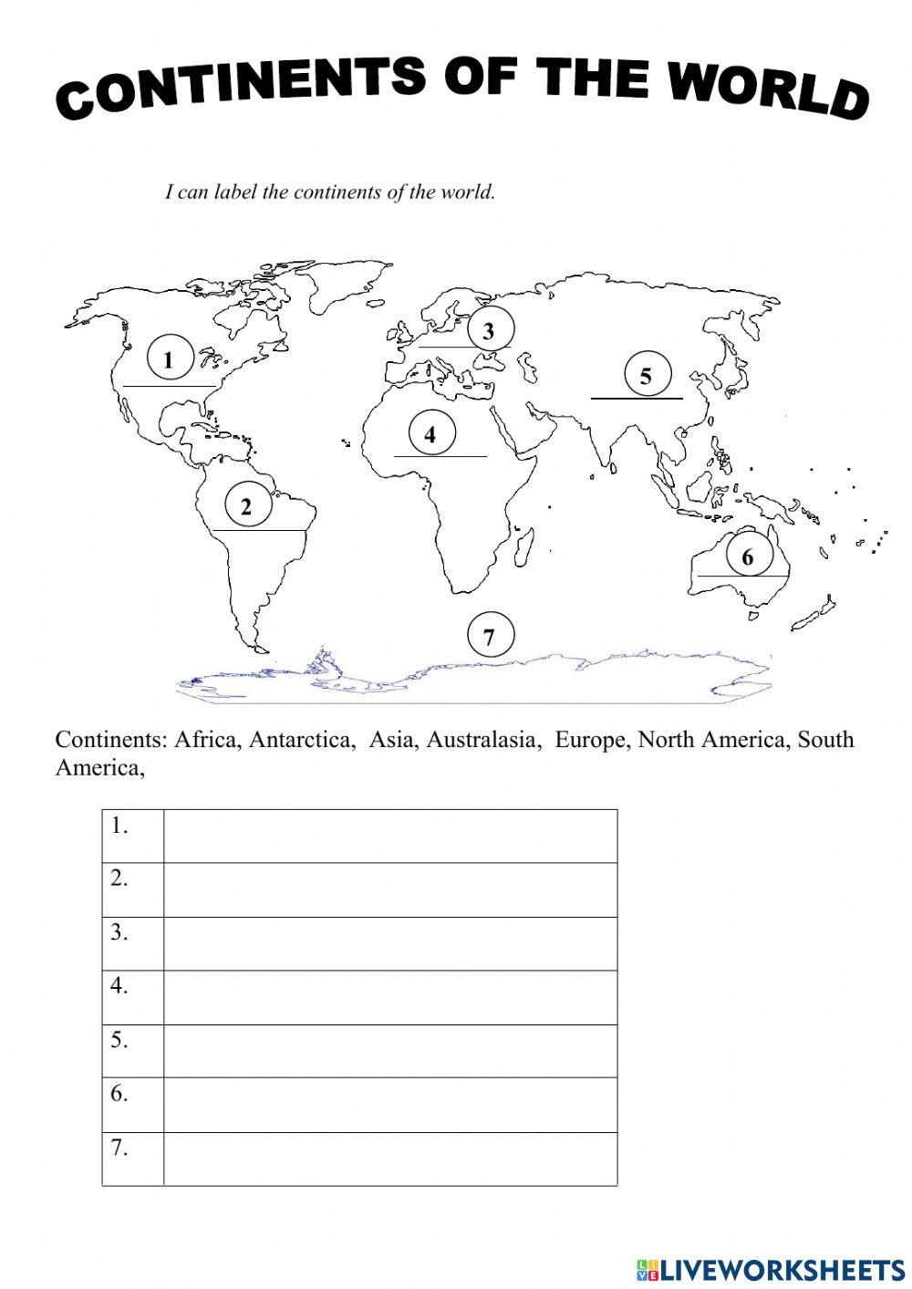 Continents of the world