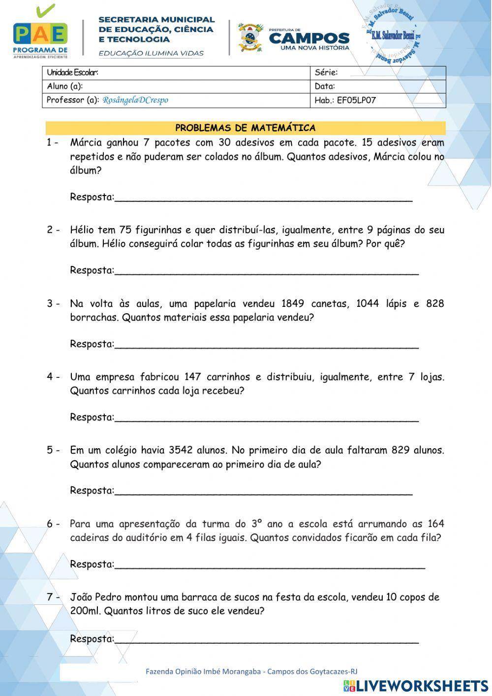 Problemas Matemáticos