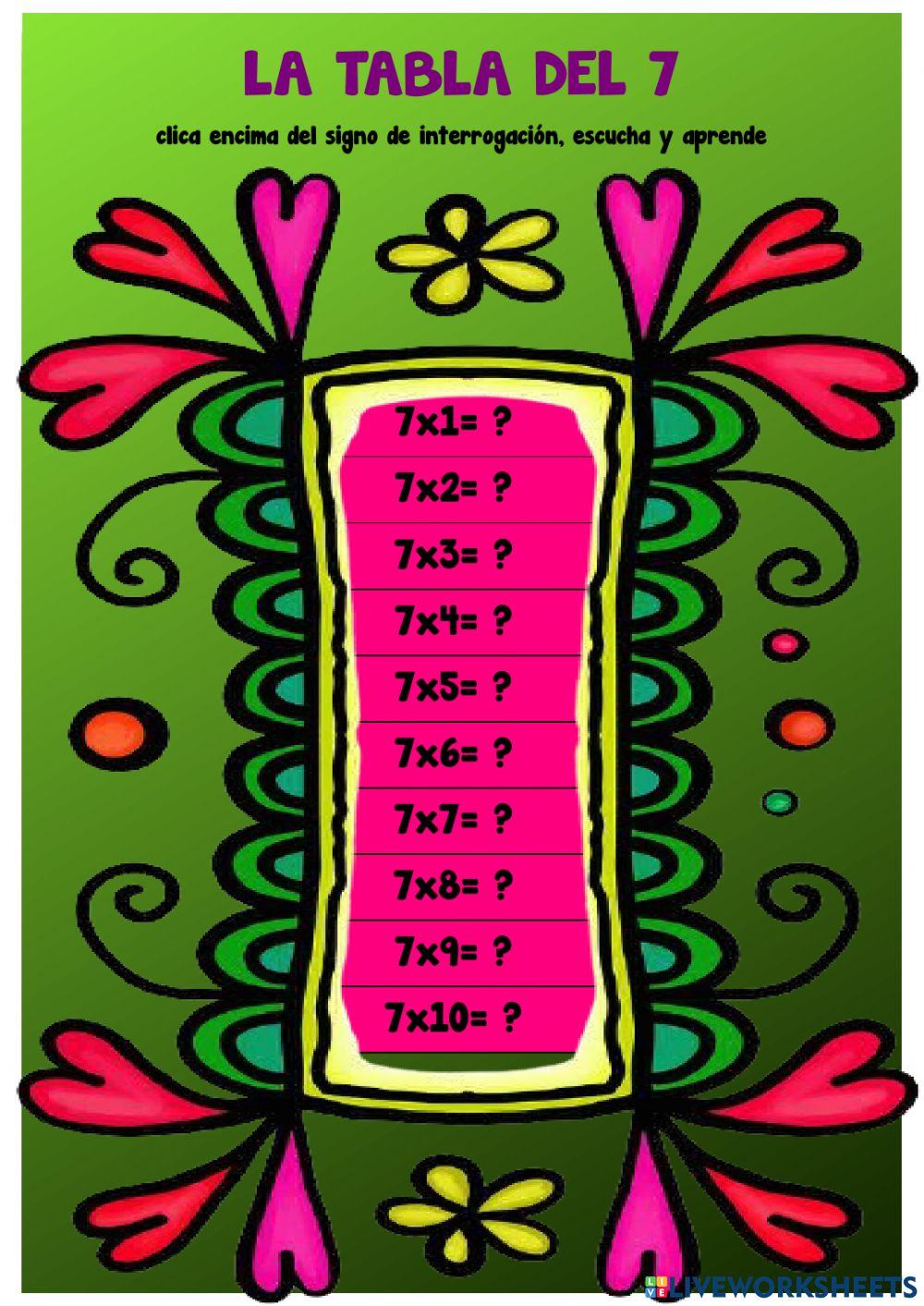 tabla del 7 tabla del 7