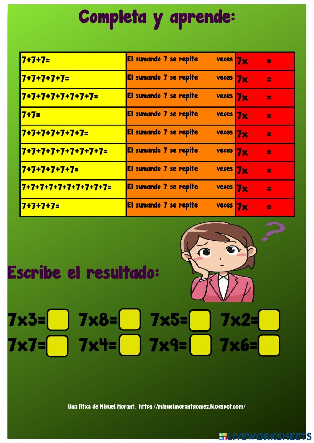 tabla del 7