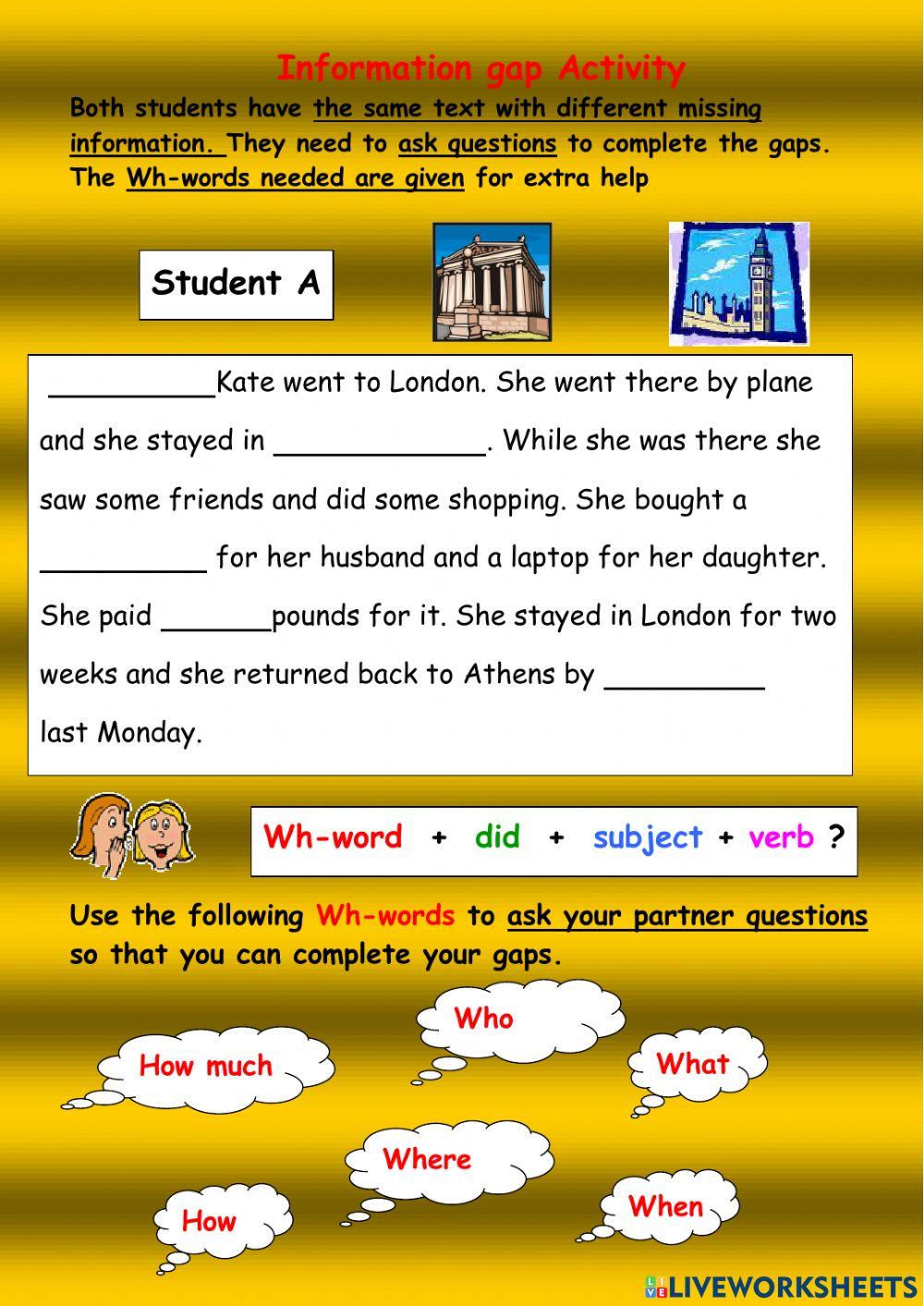 GAP ACTIVITY A traveling holidays