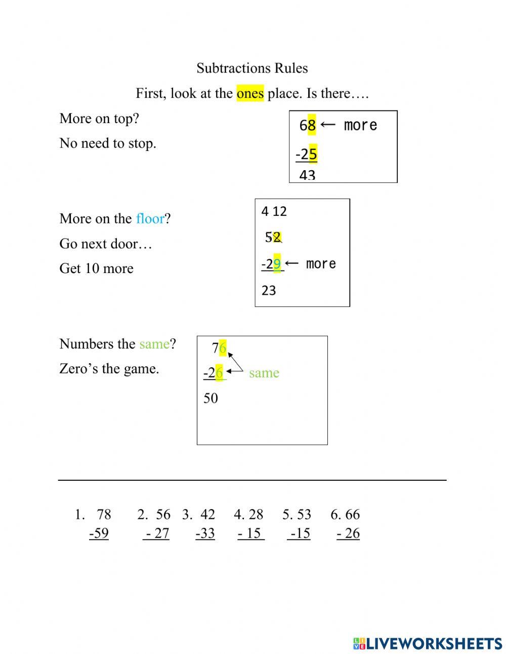 Subtraction Rules