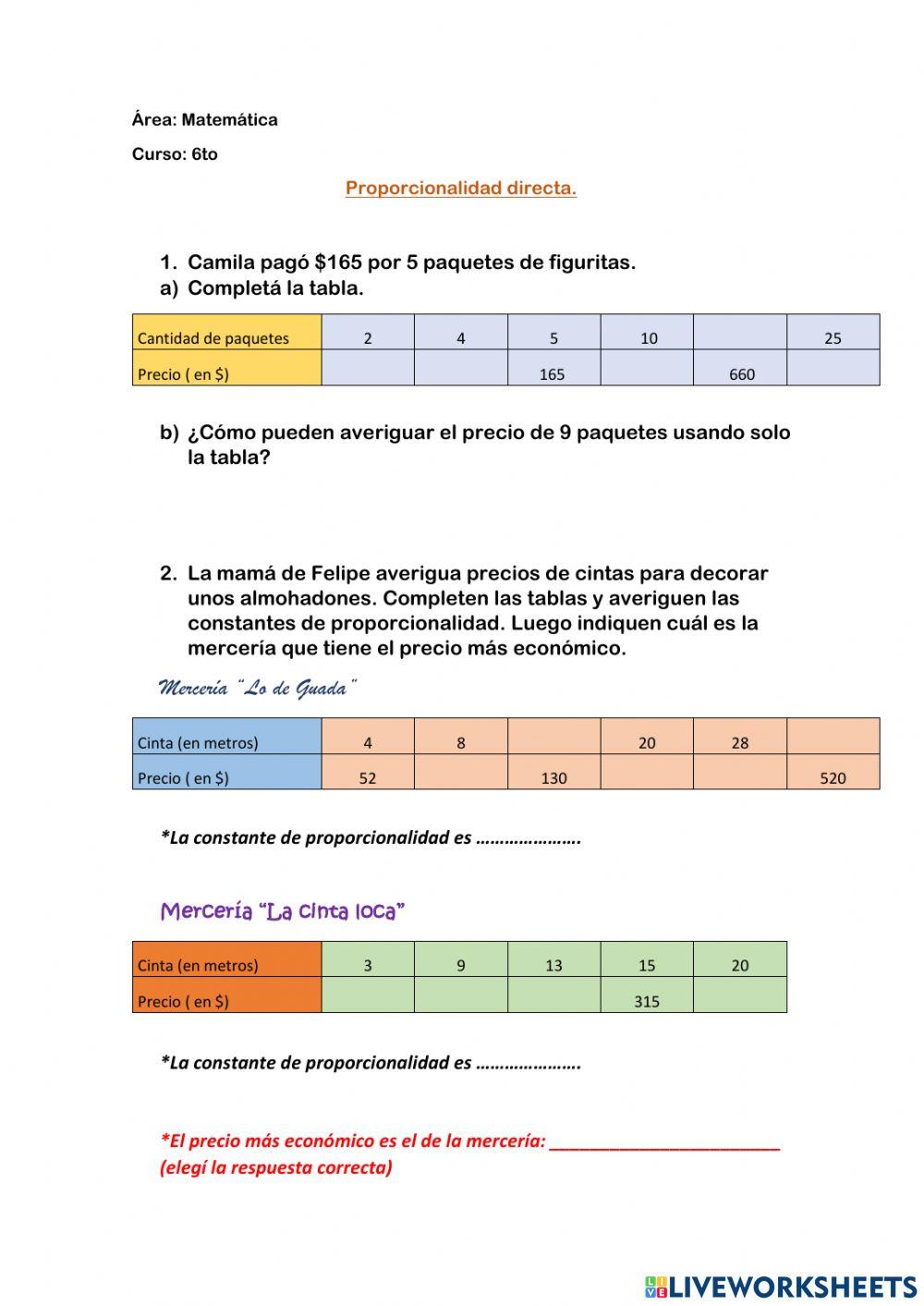 Proporcionalidad directa