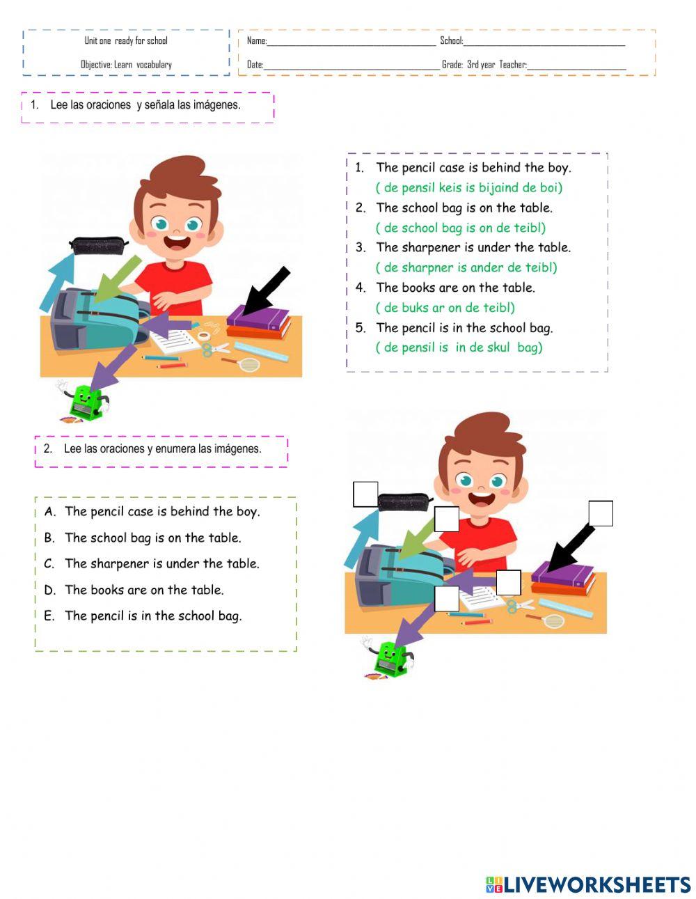 School objects, questions Have you got?