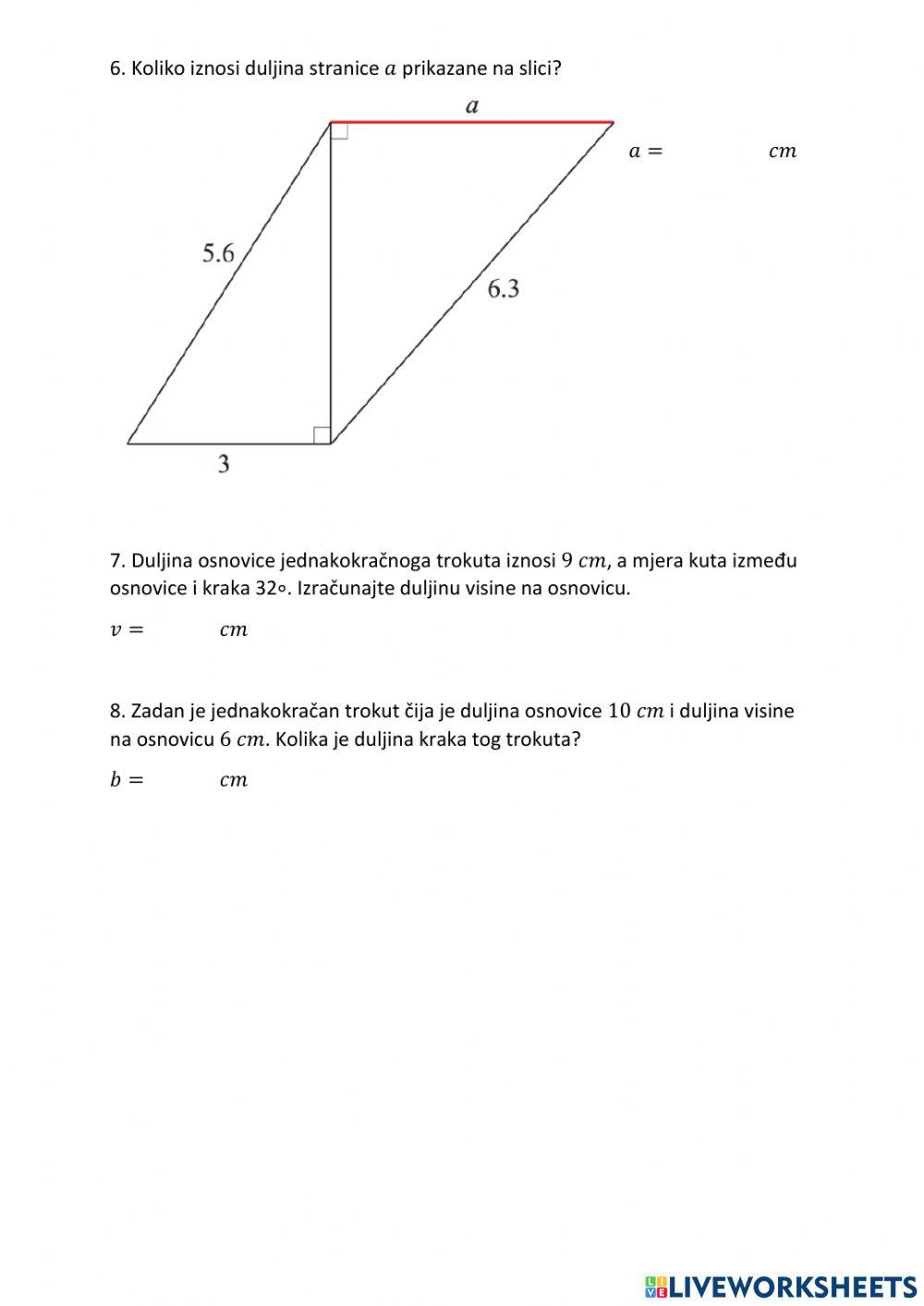 Primjena trigonometrije pravokutnog trokuta u planimetriji 2.dio