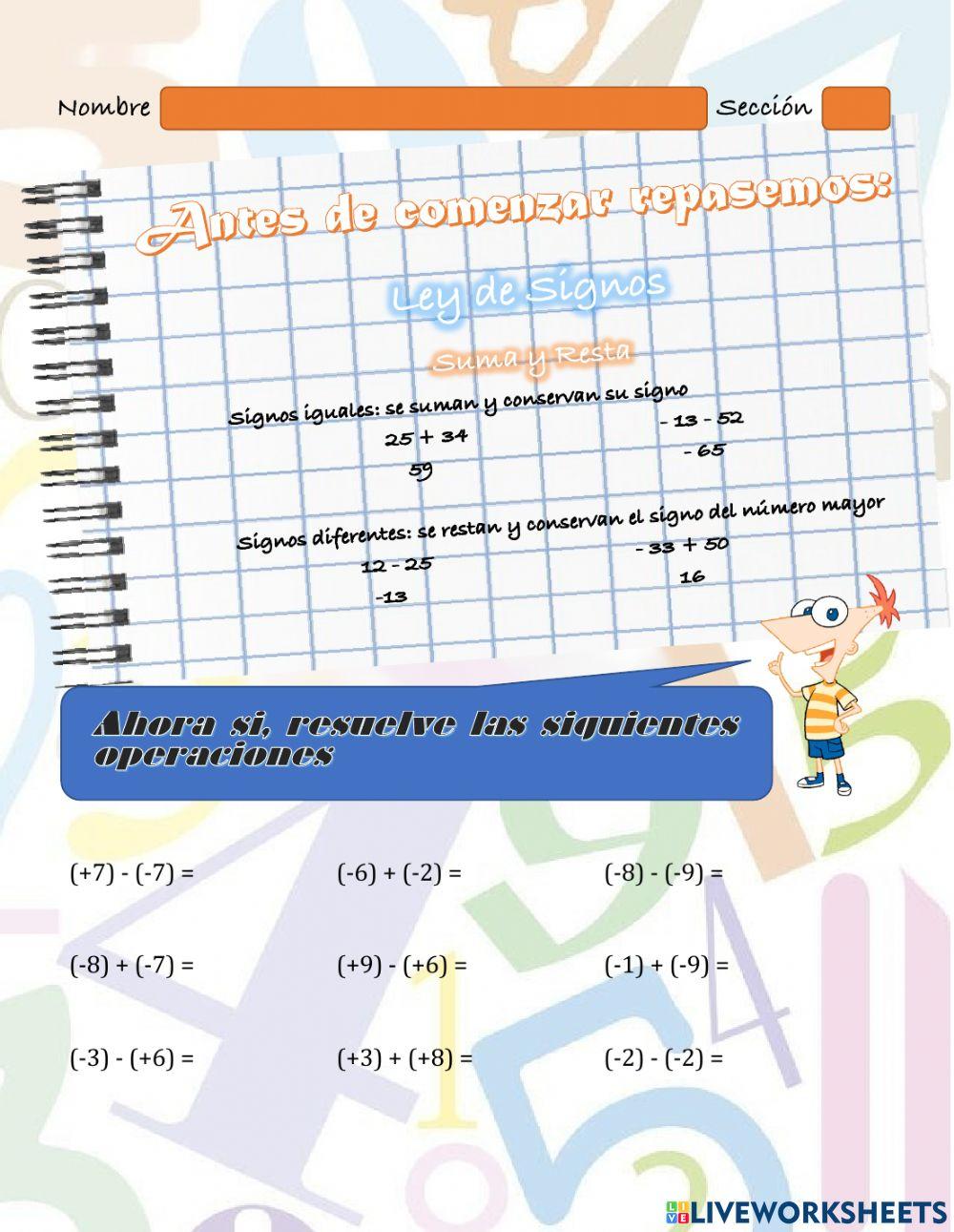 Suma y Resta de Números Enteros