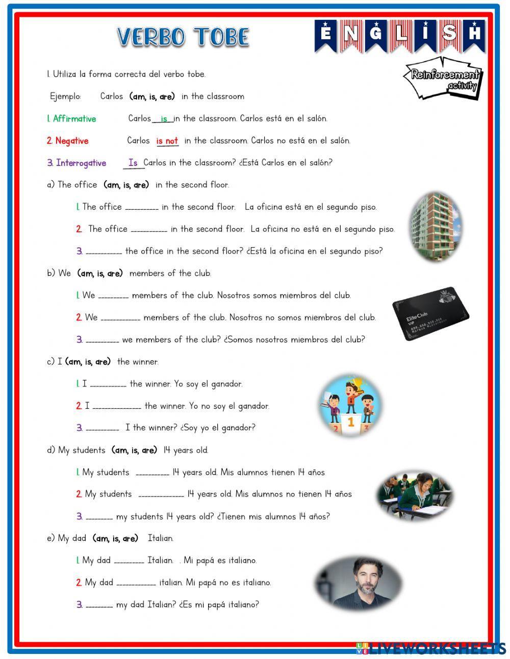 Verbo tobe tres estructuras