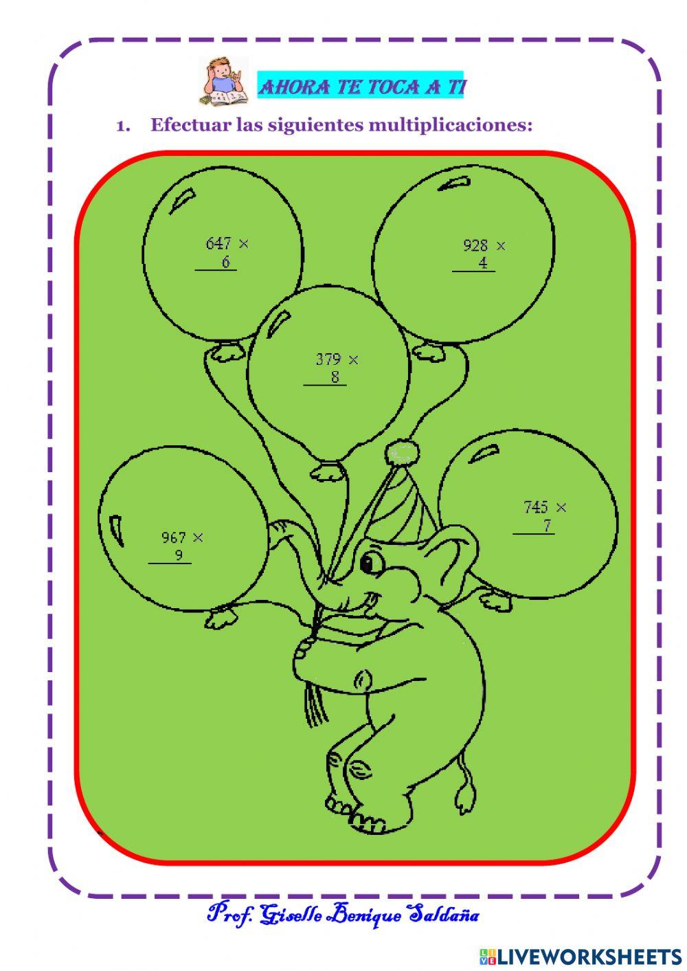 Multiplicaciones por 1 cifra