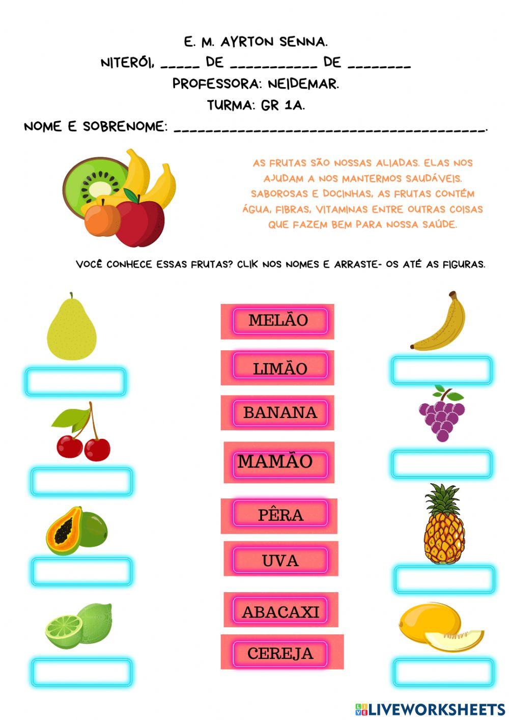 AS FRUTAS- RECEITA DE VITAMINA