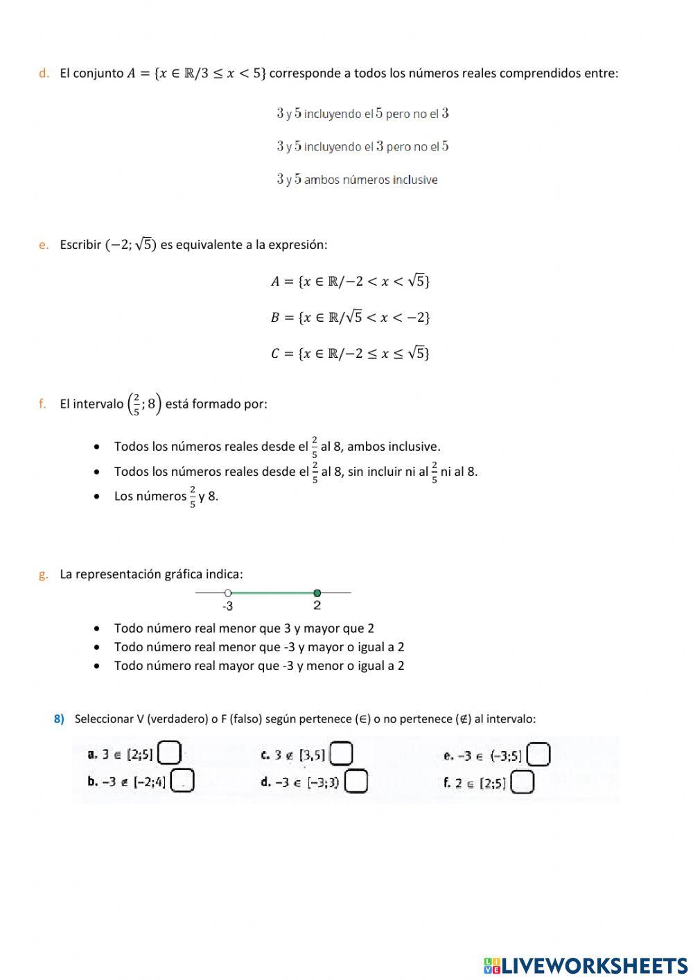Números Reales - Intervalos