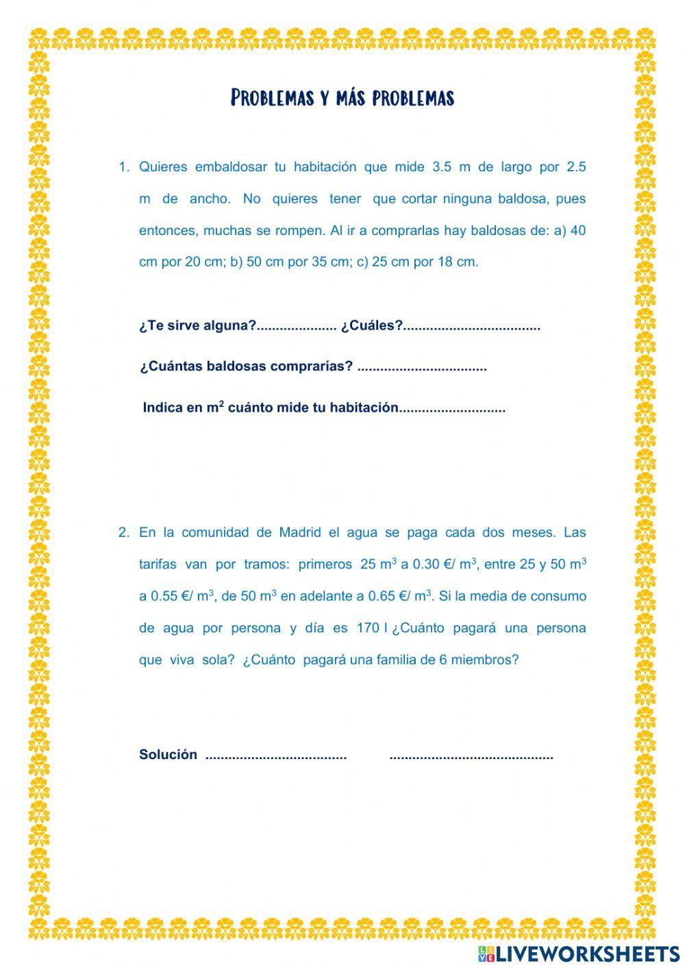 Problemas medidas longitud, superficie y volumen