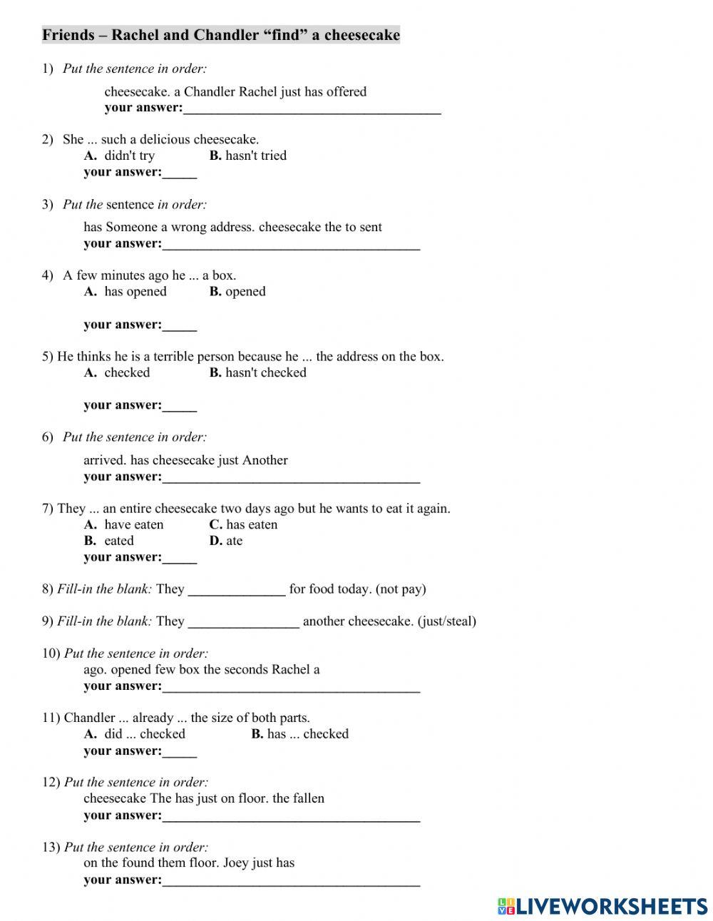 Friends Listening - Past simple and present perfect