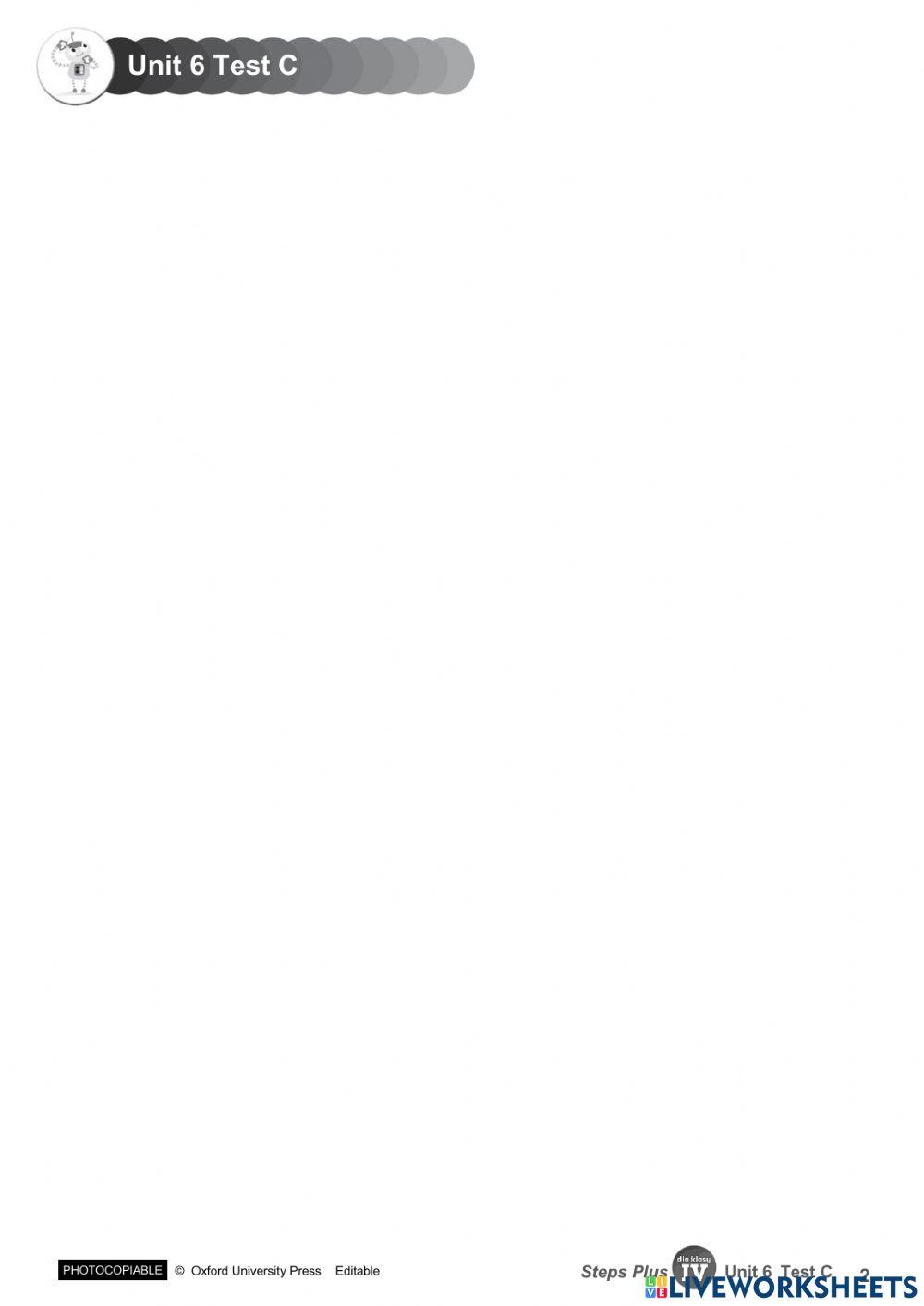 Steps Plus kl. IV Unit 6 test kl. IV b 18th May