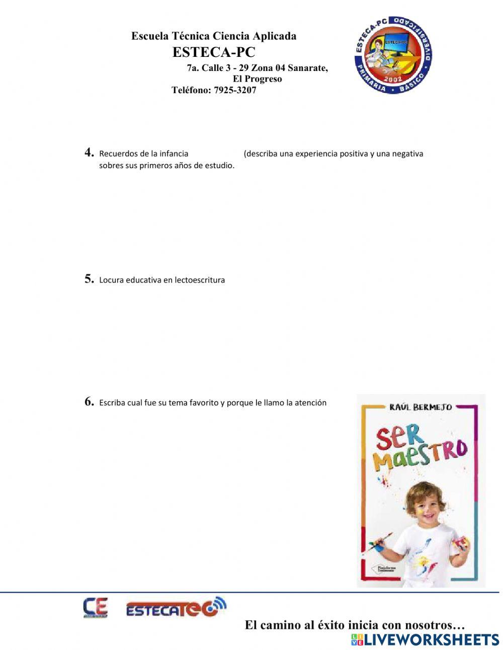 Comprovación de lectura libro