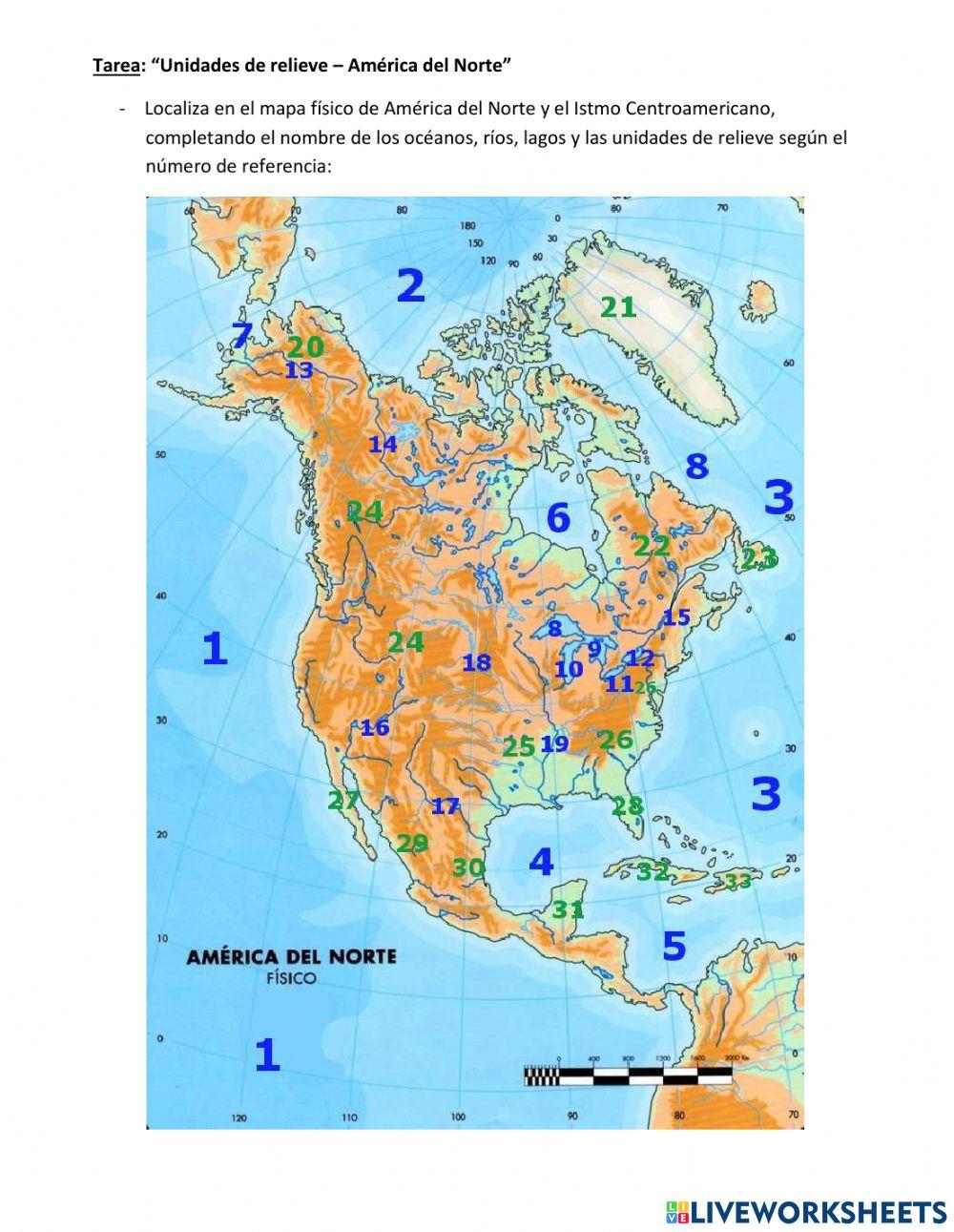 América del Norte - mapa físico
