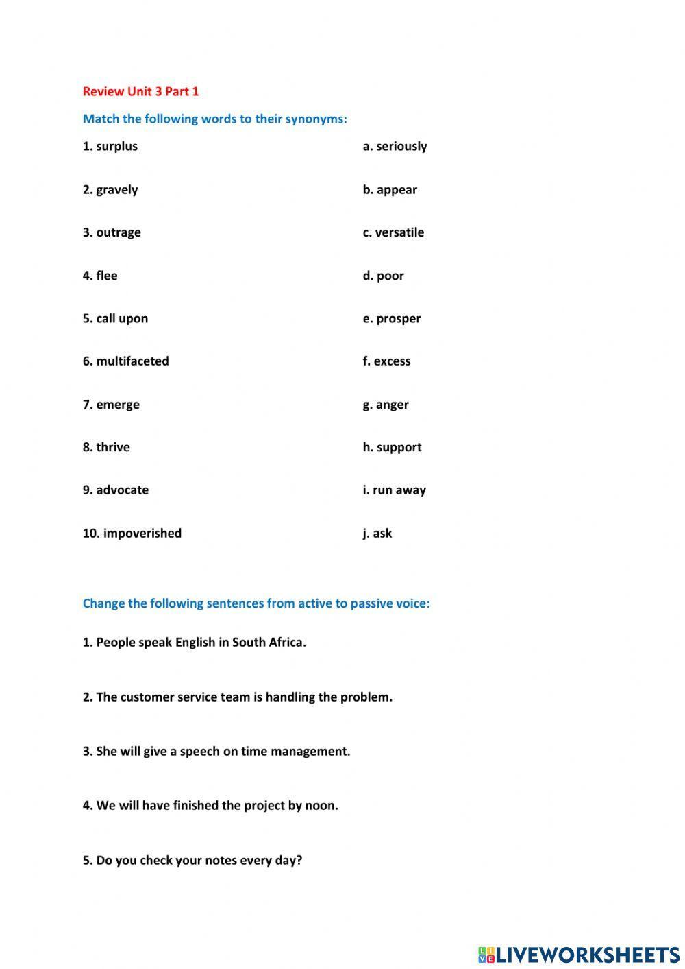 C1.1 Review Vocabulary Part 1