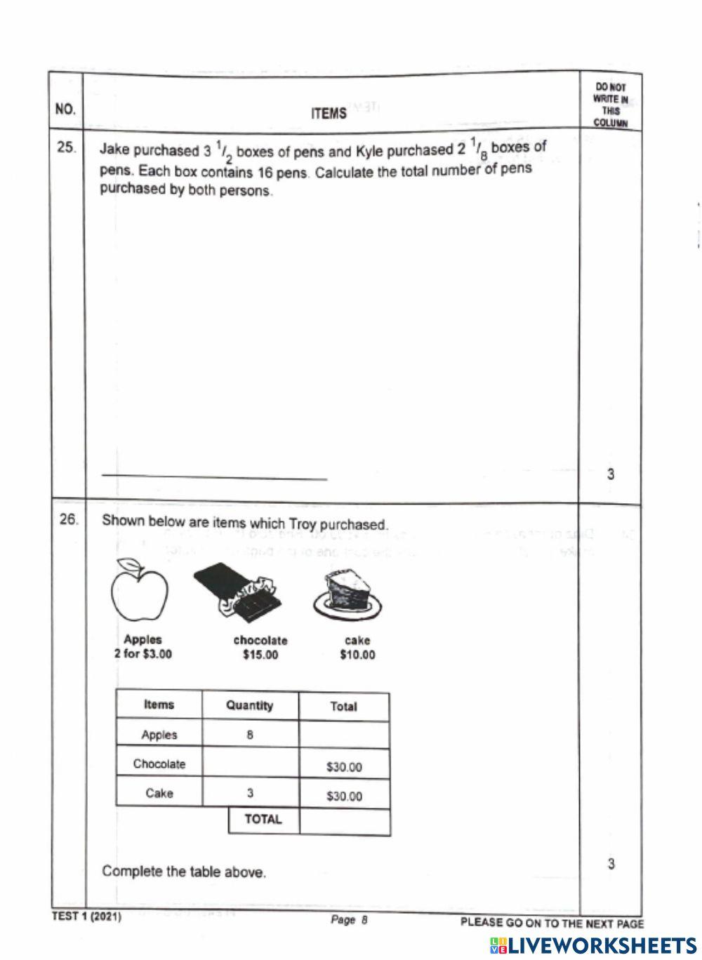 S.E.A Mathematics Practice