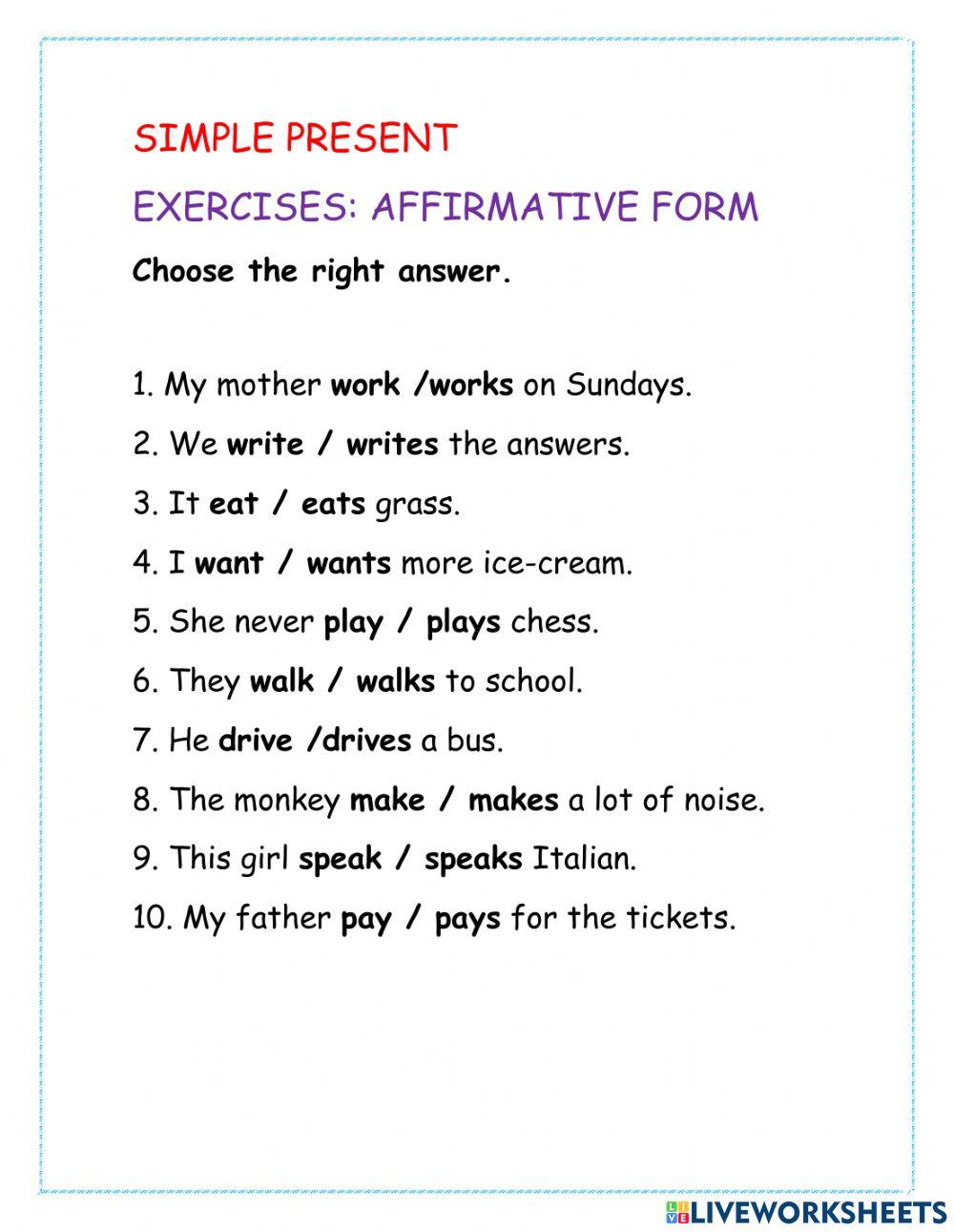 Affirmative sentences
