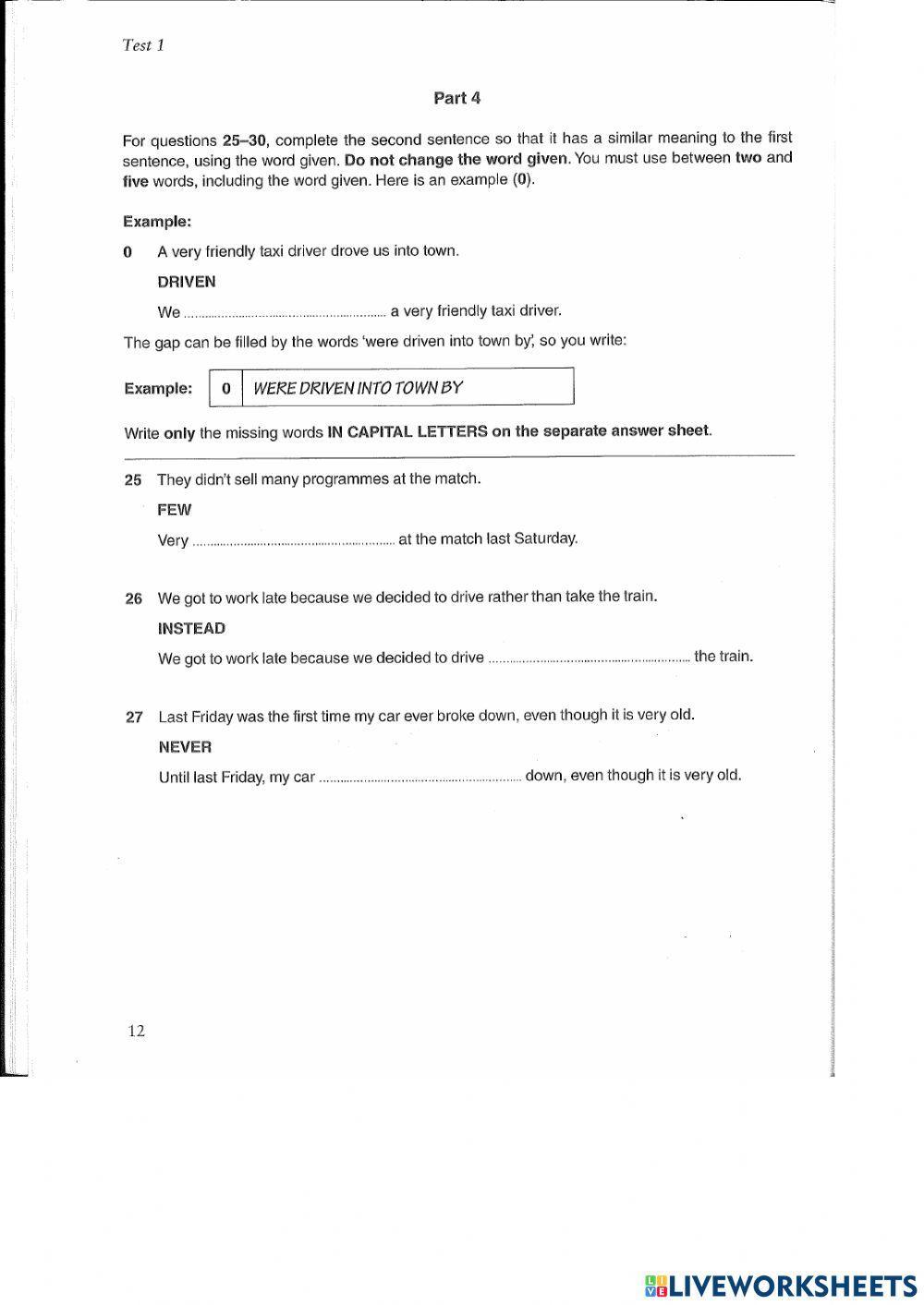 Reading & Use of English part 4