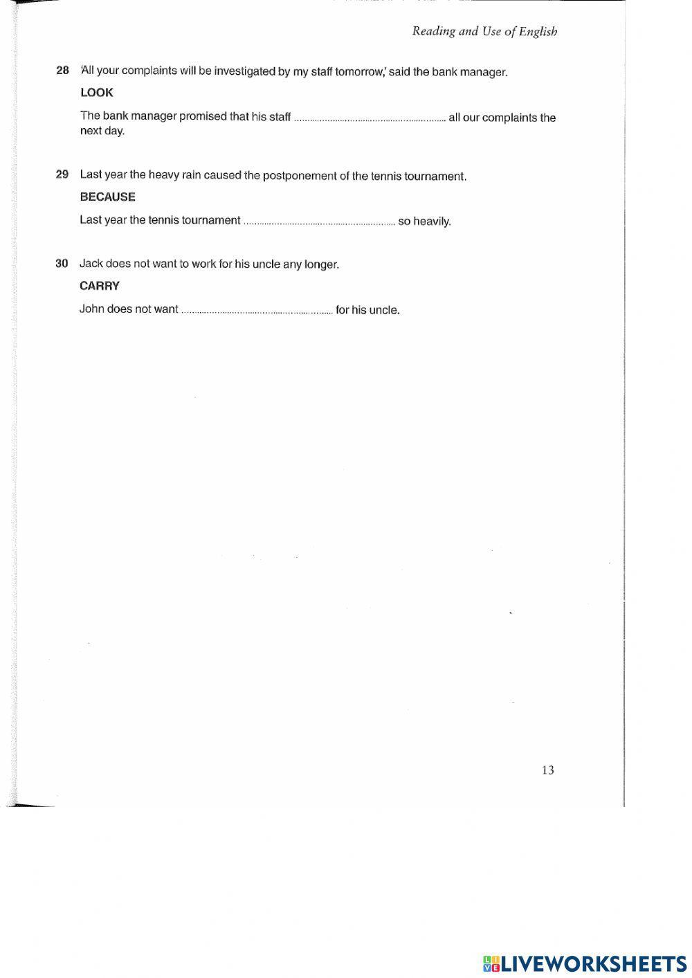 Reading & Use of English part 4