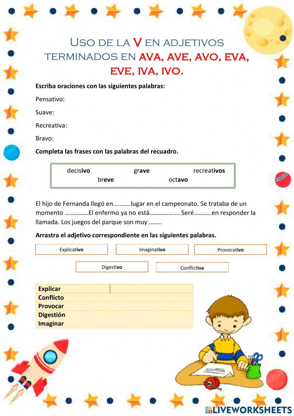 Uso de la V en adjetivos