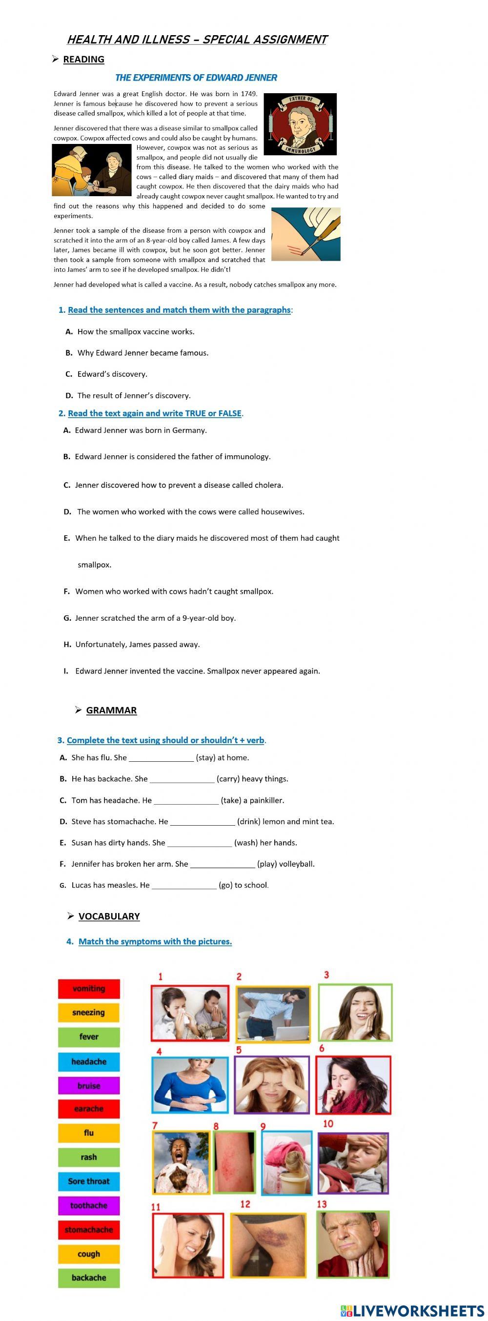 Illnesses and health