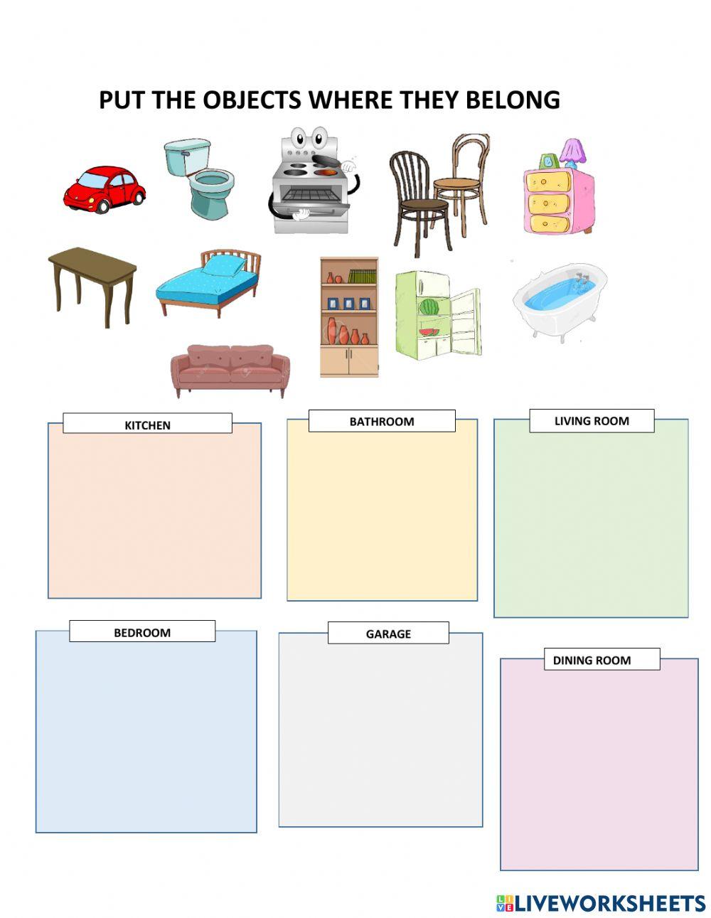 Parts of the house online exercise for Cuarto de Basica Live Worksheets