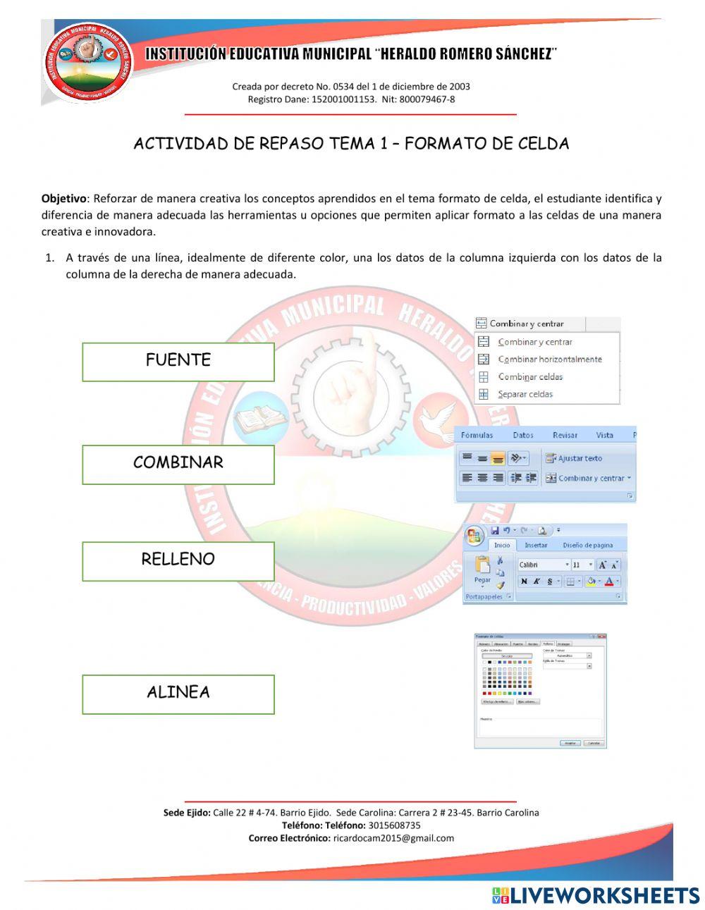 Actividad de repaso 1 - formato de celdas Excel