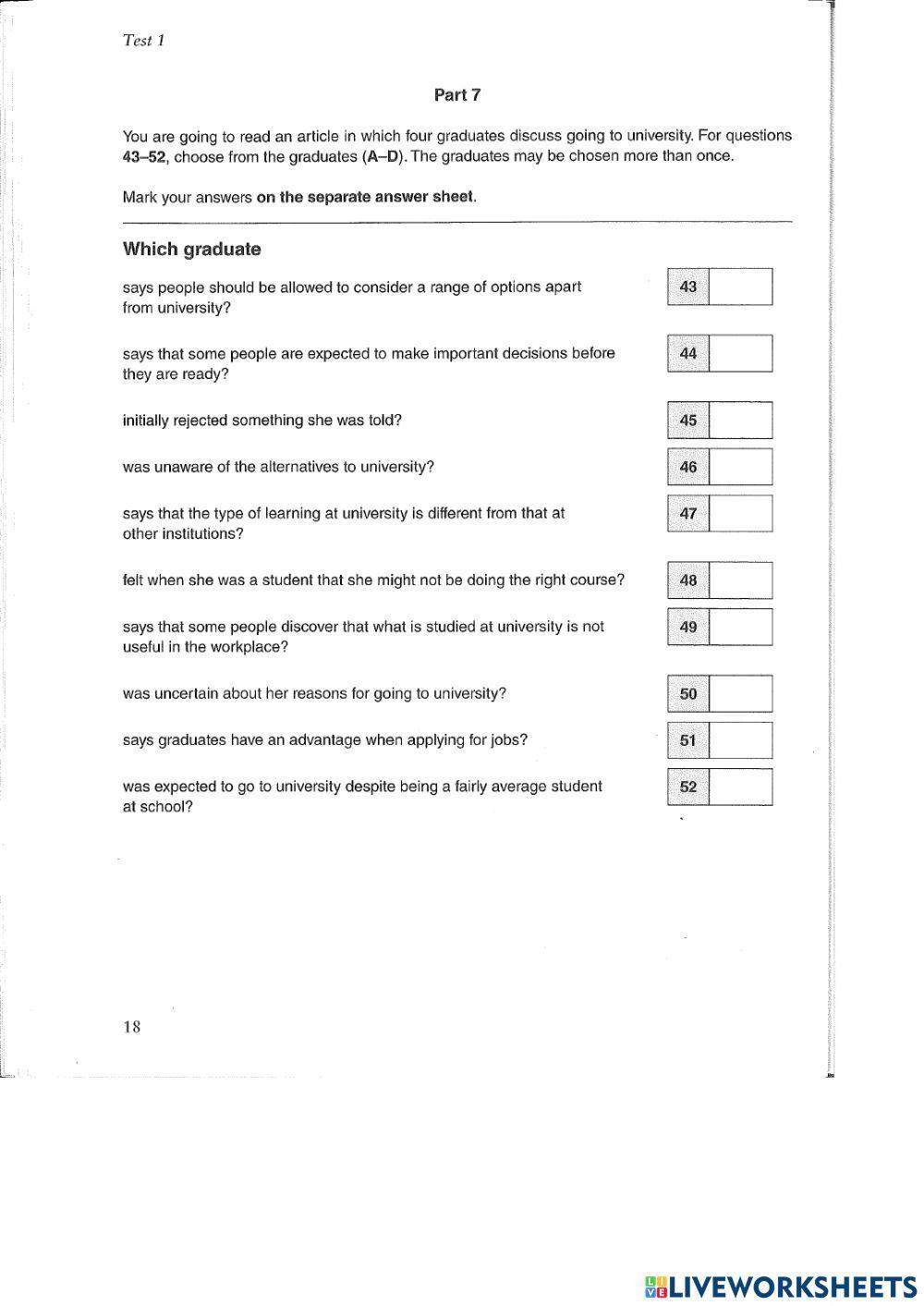 Reading & Use of English part 7