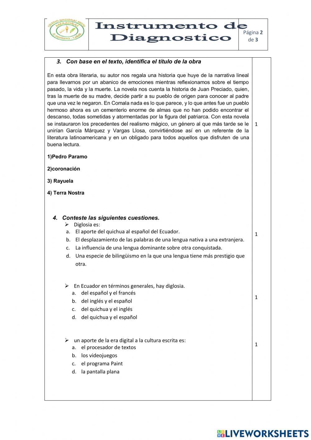Prueba de diagnostico 3RO
