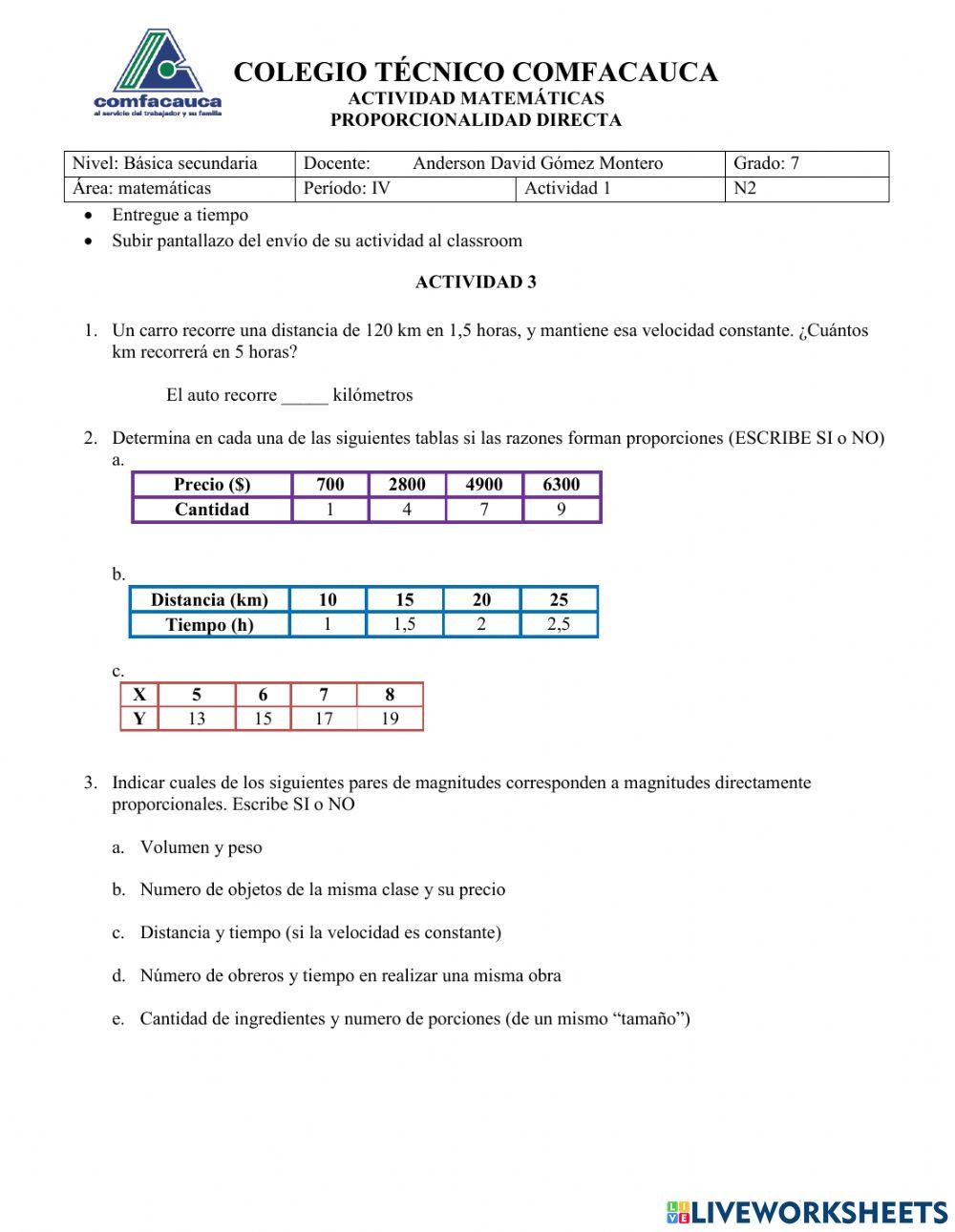 Proporcionalidad directa