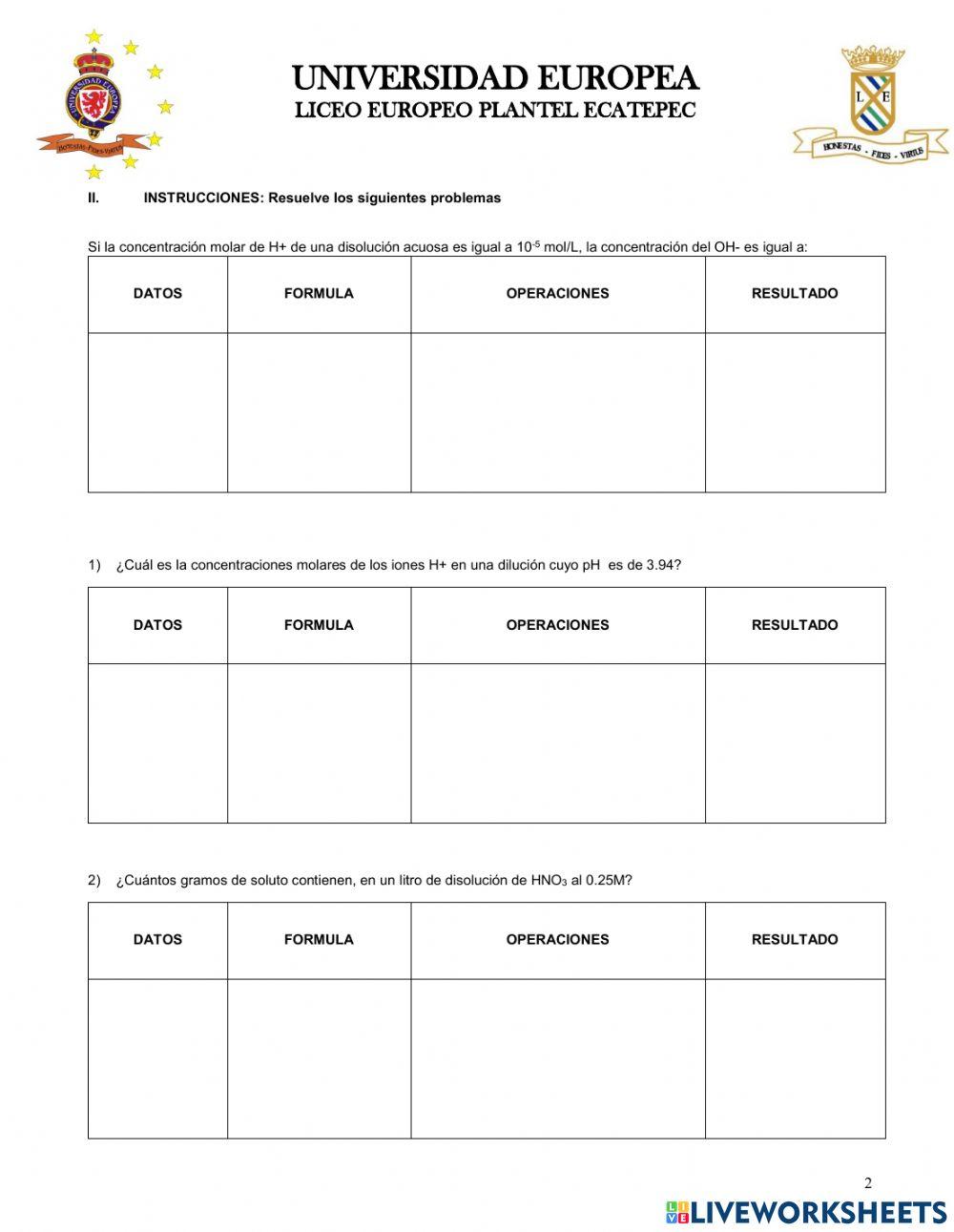 evaluación 2 parcial 2química