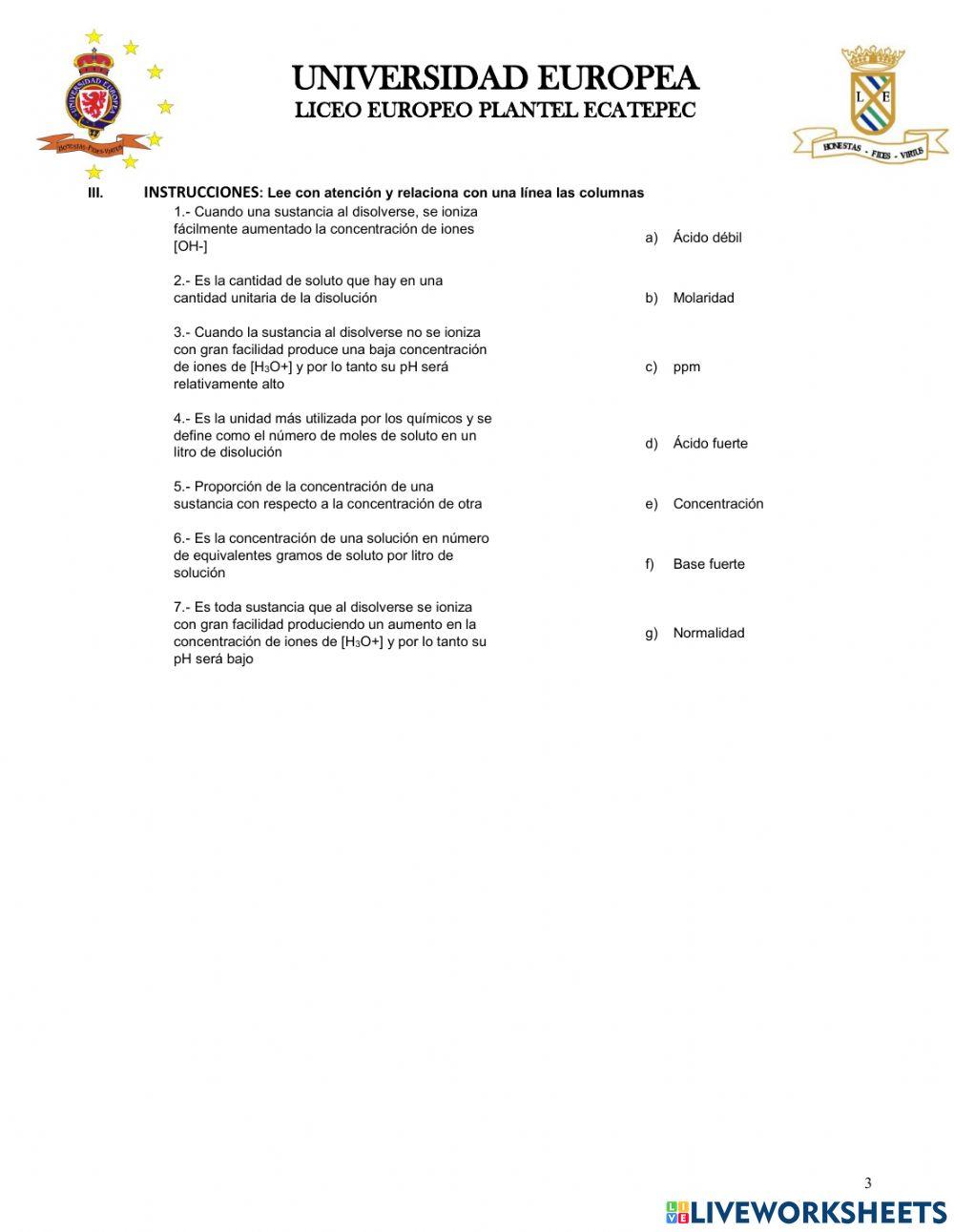 evaluación 2 parcial 2química