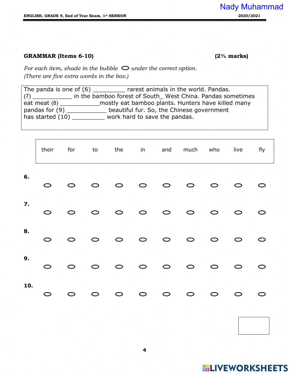 Grage 9 Mock Exam Nady Muhammad