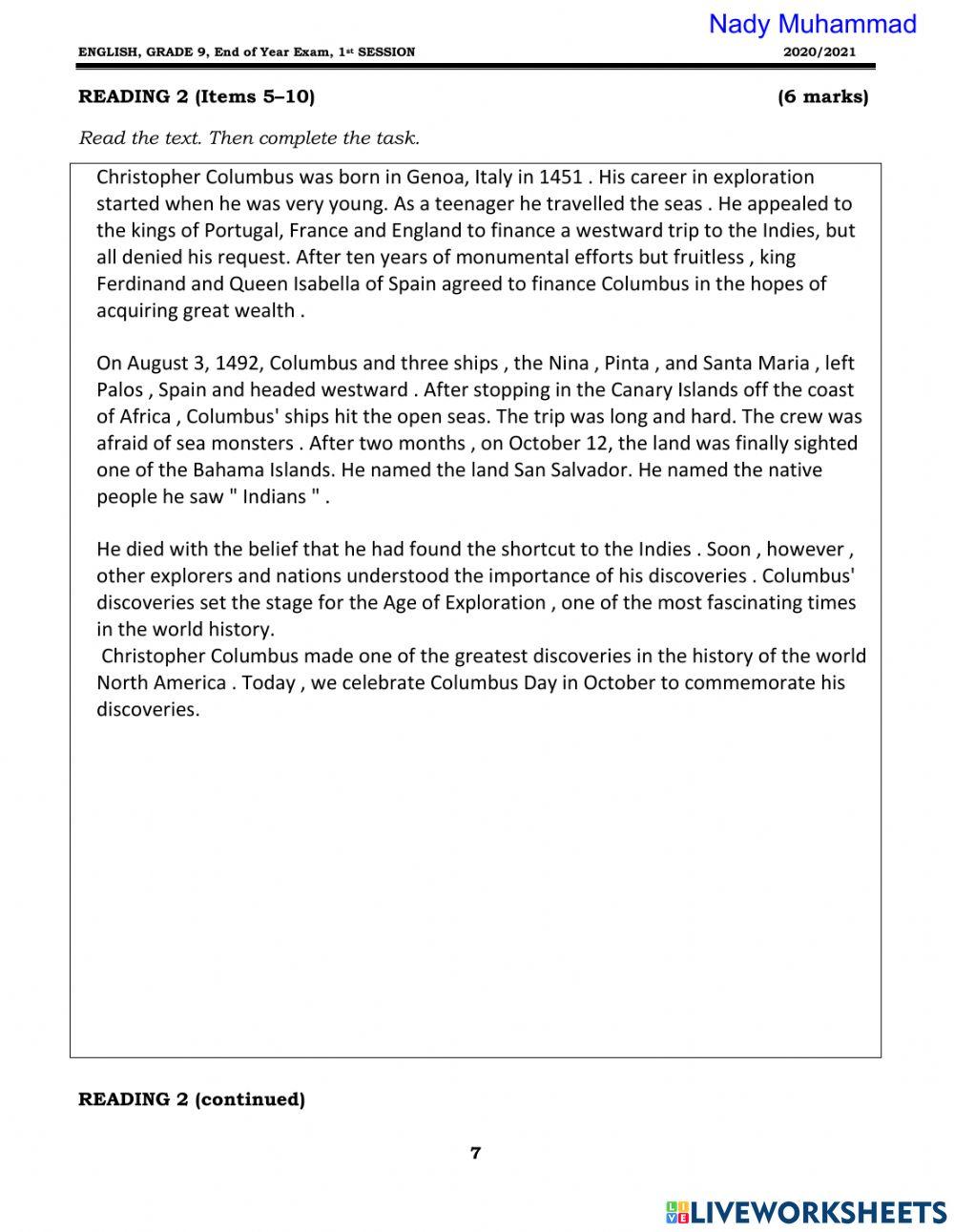 Grage 9 Mock Exam Nady Muhammad