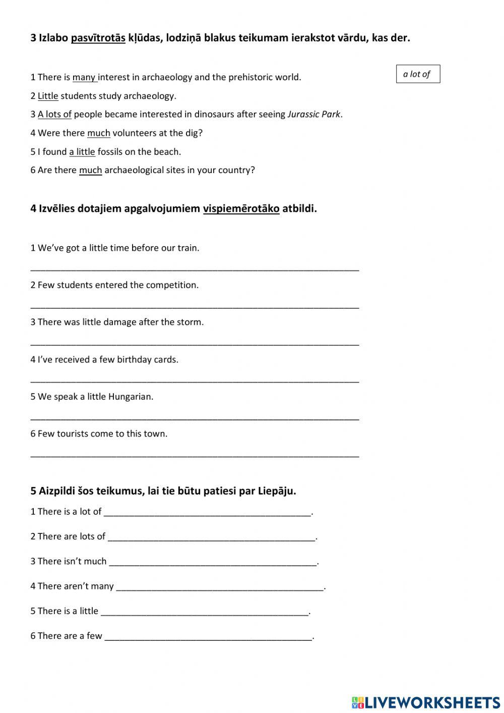 Grammar 2: a lot of-lots of, much-many, a little-little, a few-few