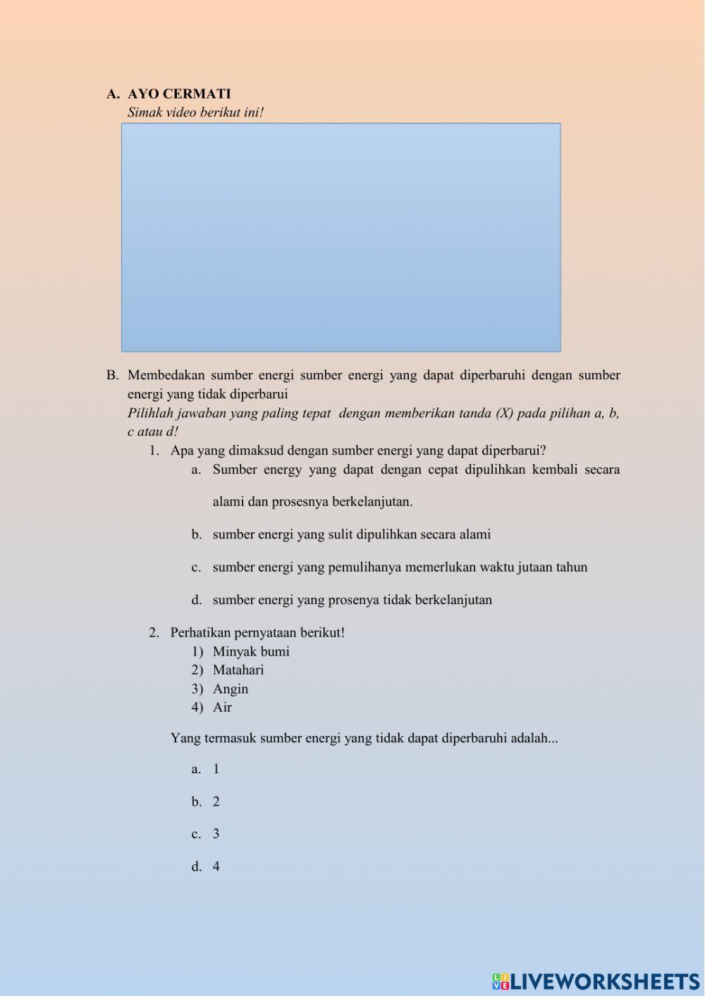 LKPD 1 Sumber energi, Perubahan bentuk energi , dan Wawancara