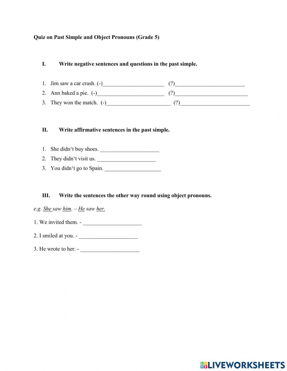 Past Simple - Object Pronouns