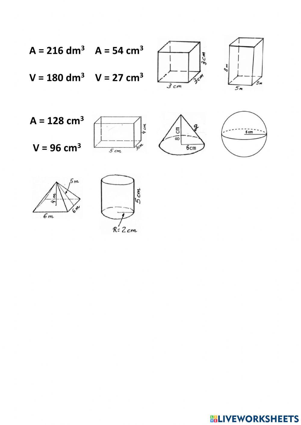 Áreas y volúmenes de figuras geométricas