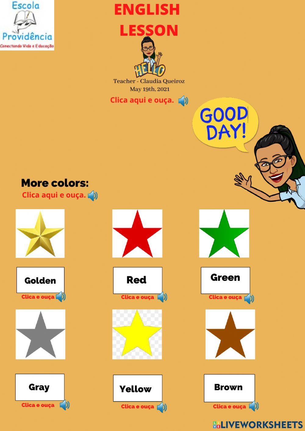 More Colors  and Personal Pronoun 4º e 5º