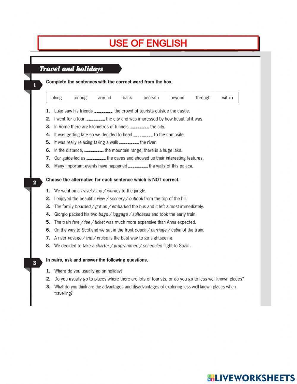 Use of English - travelling