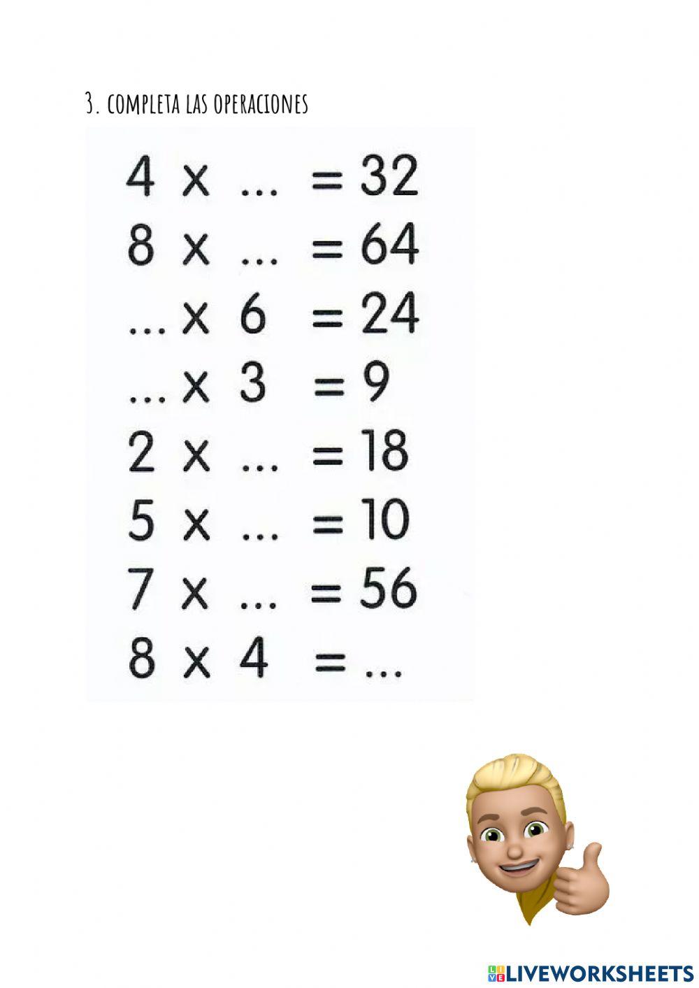 Repaso tablas multiplicar
