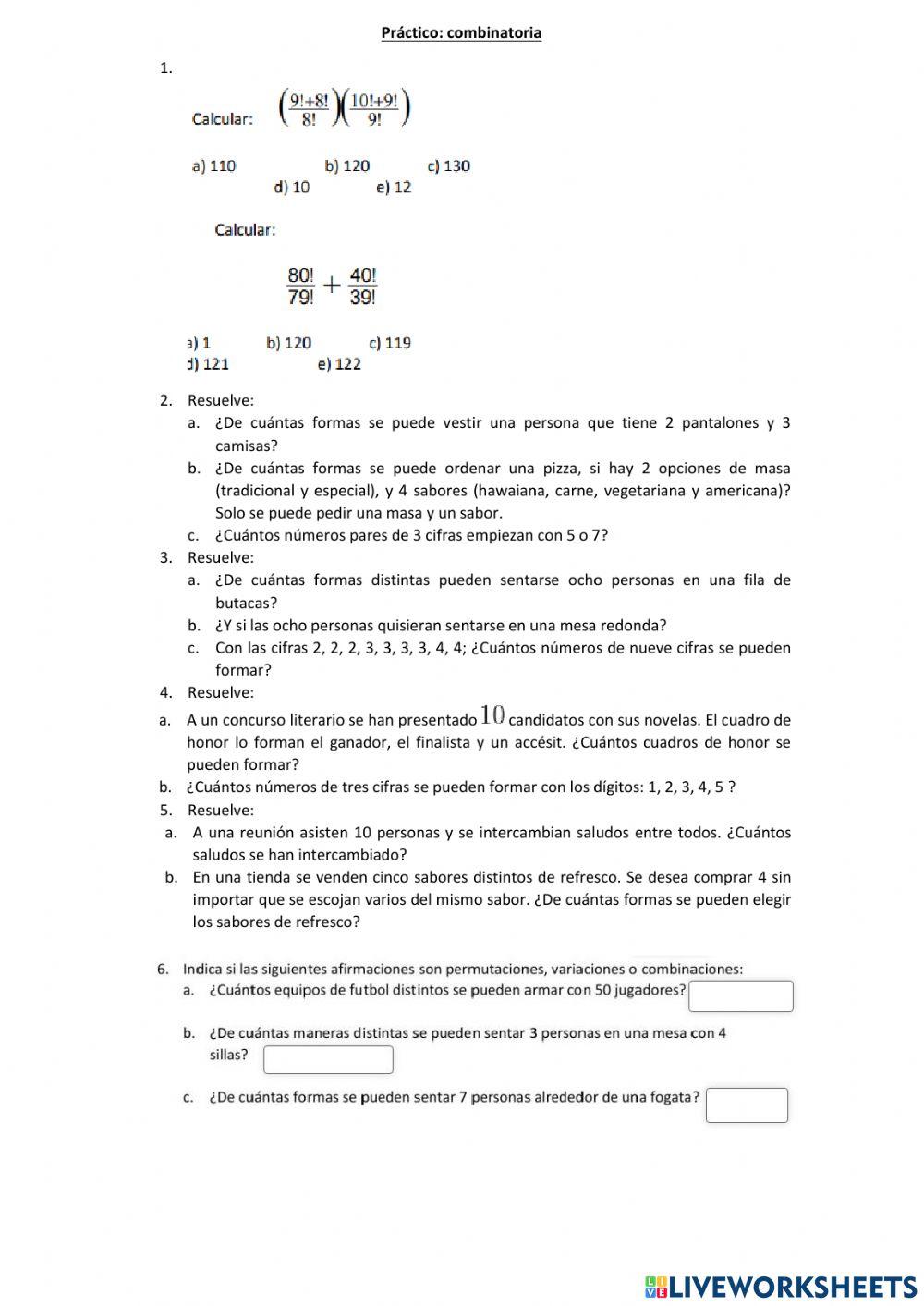 Práctico: combinaciones