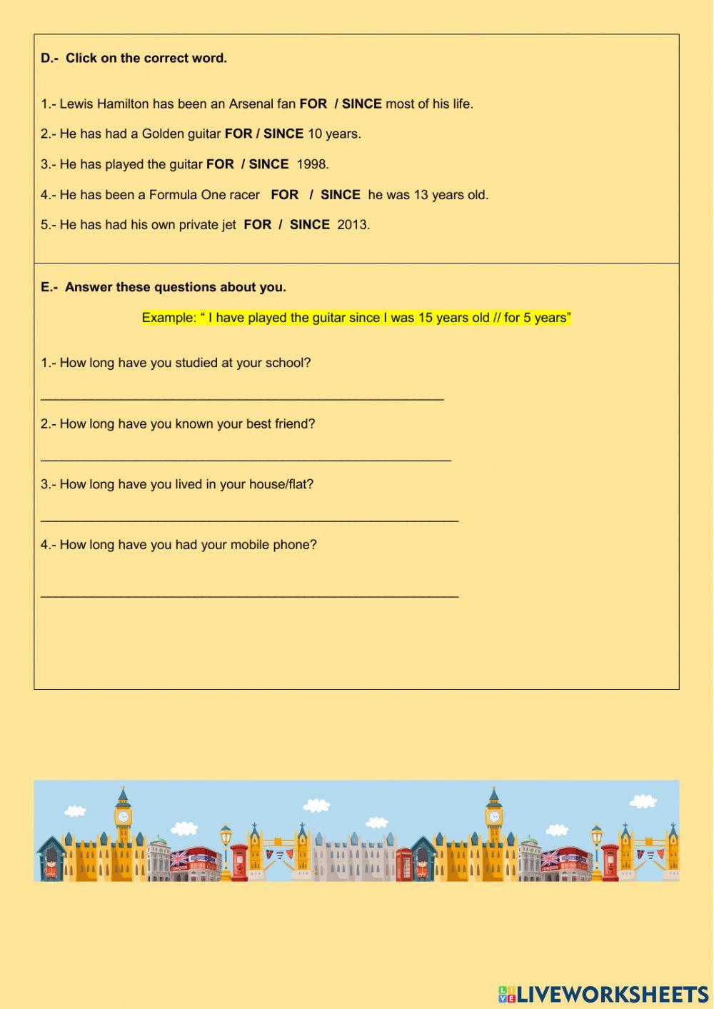 Present Perfect -ever-never-for-since