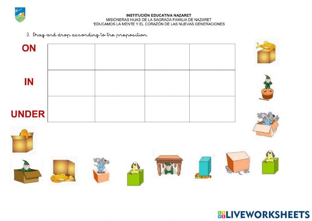 Prepositions in on under