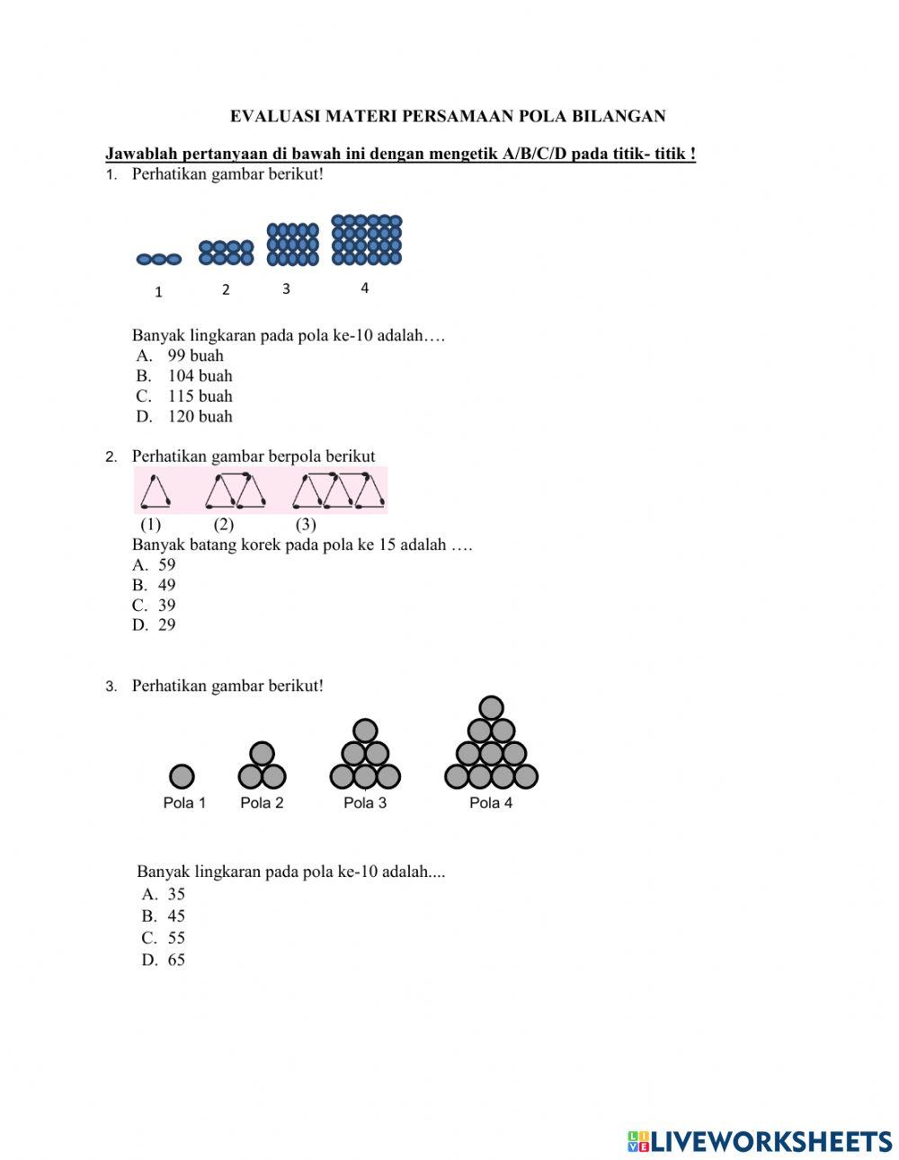 Evaluasi pola bilangan